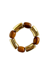 Bracelet Gold & Wood Beads