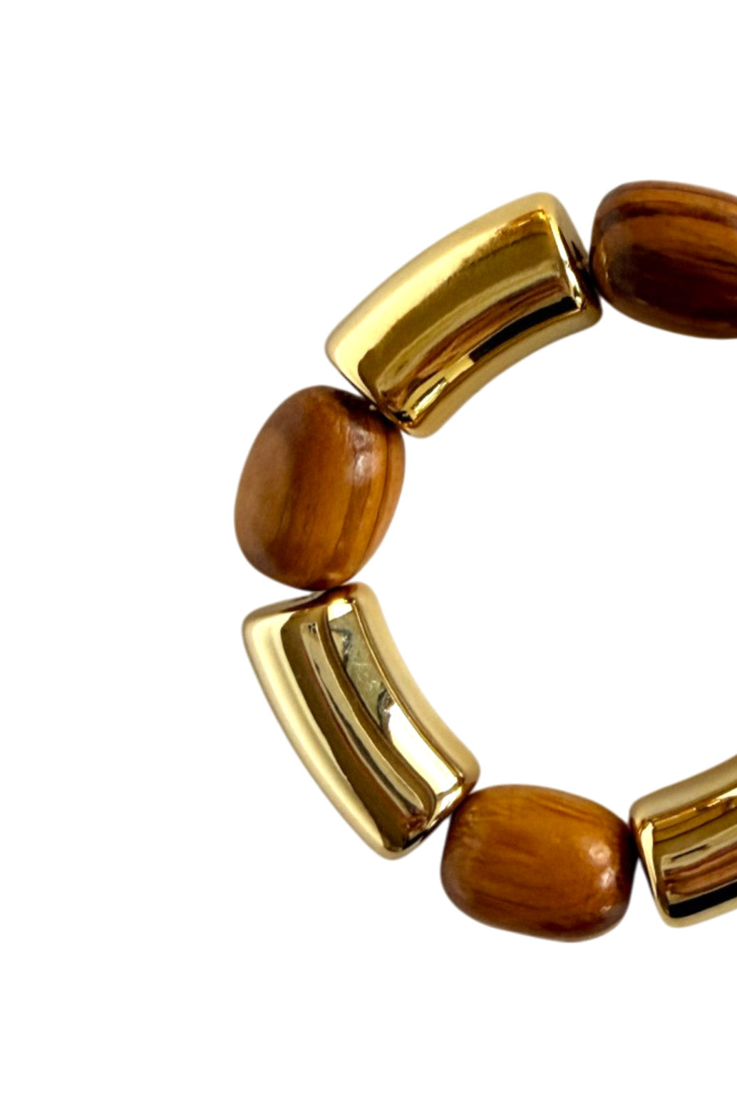 Bracelet Gold & Wood Beads