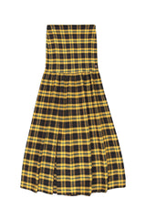 Long strapless dress | Yellow & black checkered