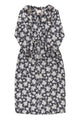 Long dress w/ collar | Black w/ floral jacquard
