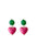 Earrings Heart Pendant, Green & Pink