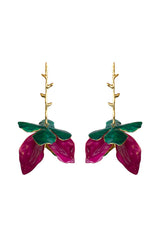 Long Earrings Flower | Pink & Green