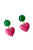 Earrings Heart Pendant, Green & Pink