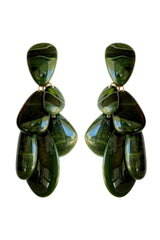 Green Stone Drop Earrings – Long Multi Pendant