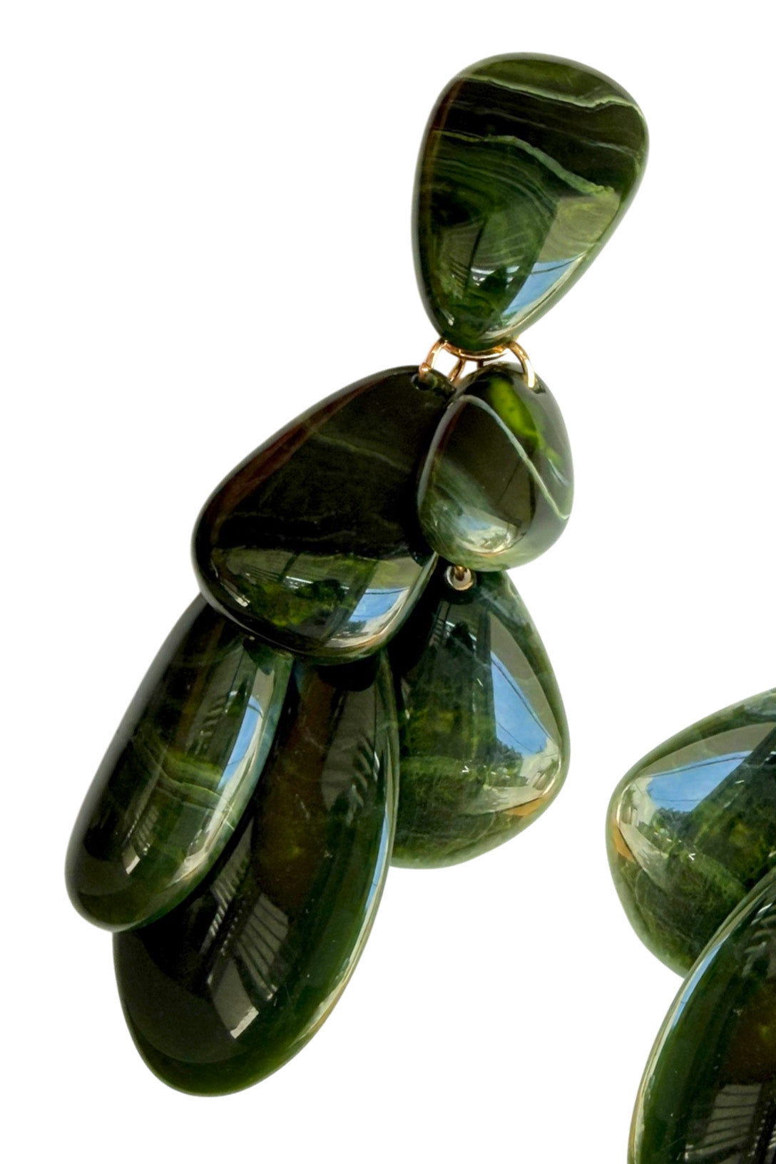 Green Stone Drop Earrings – Long Multi Pendant
