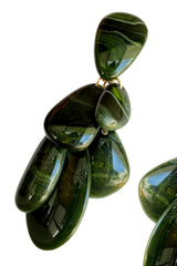 Green Stone Drop Earrings – Long Multi Pendant