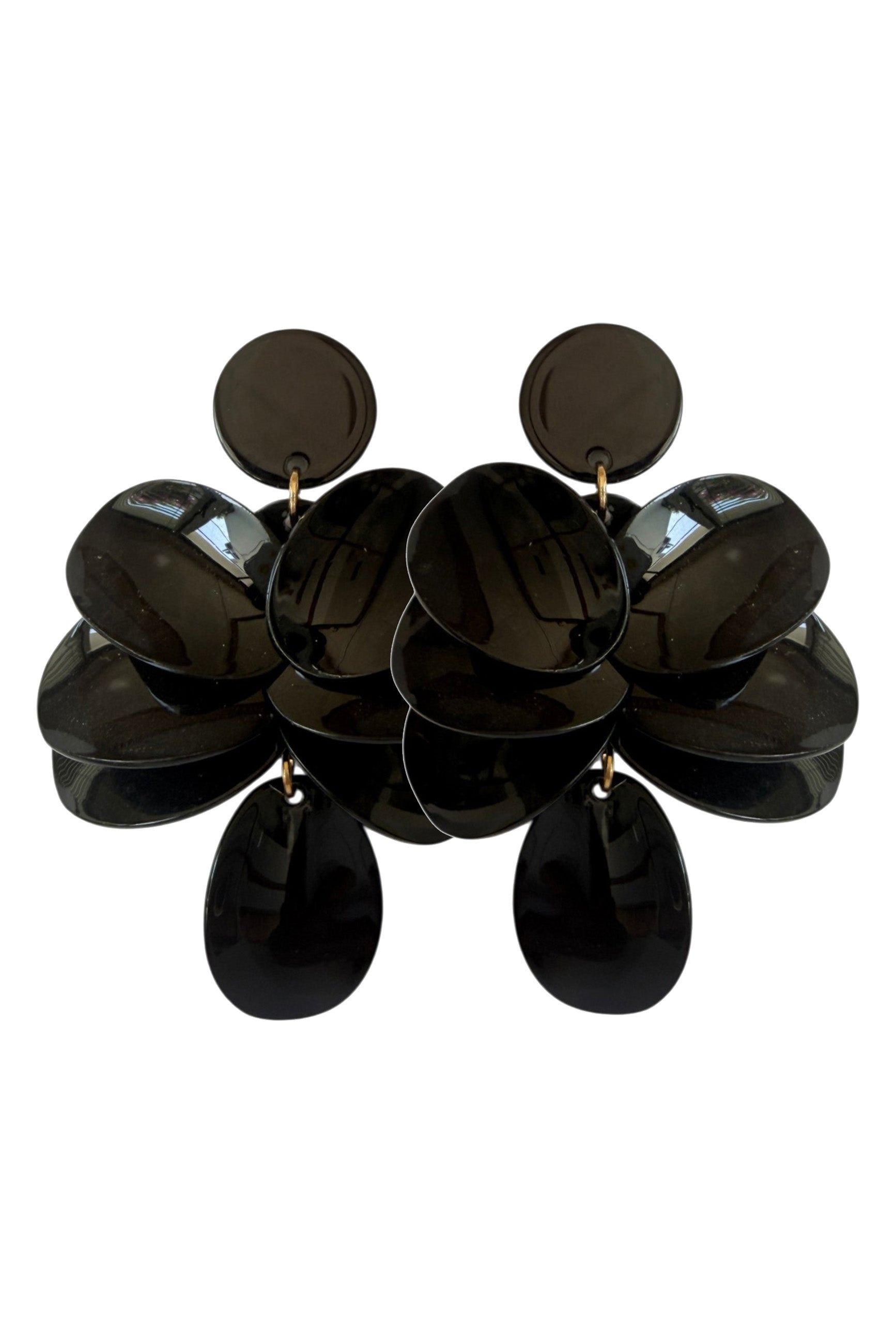 Earrings Multiple Leafs, Black