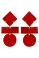 Earrings Geometric Pendant | Red