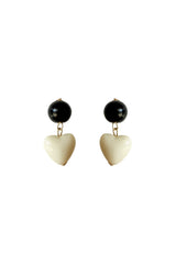Black & Ivory Heart Earrings