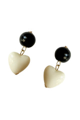 Black & Ivory Heart Earrings