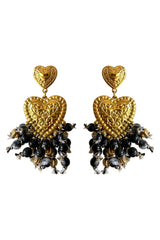 Earrings Heart | Black Beads