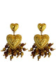 Earrings Heart | Brown Beads