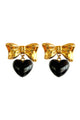 Earrings | Golden Ribbon w/ Black Heart