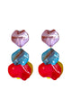 Earrings double Leafs, Multicolor