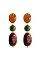 Earrings 3-stones Honey & Bordeaux