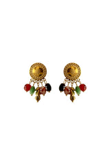 Gold-Tone Statement Earrings with Natural Stones