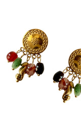 Gold-Tone Statement Earrings with Natural Stones