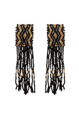 Earrings Pending Glass Beads Black