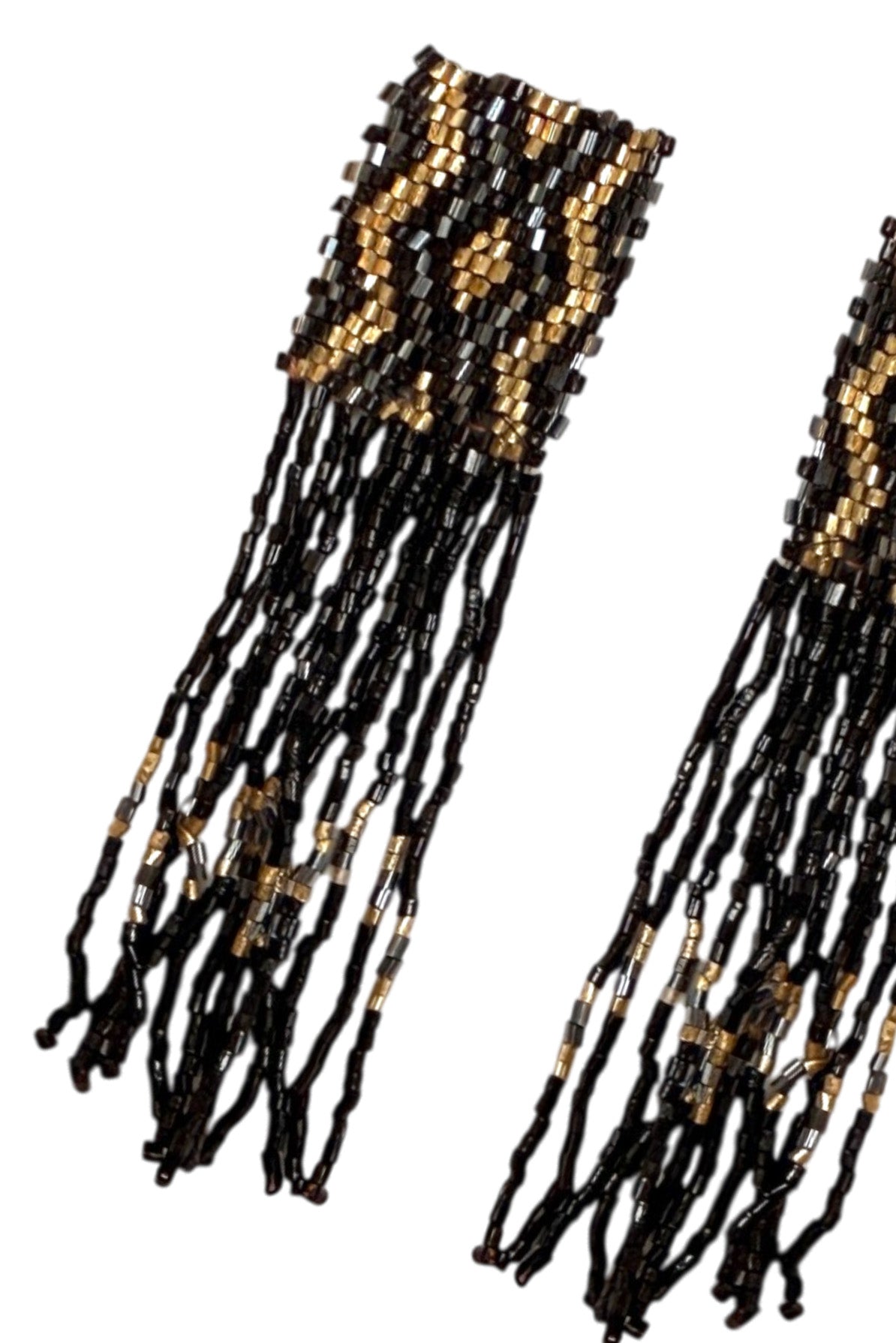 Earrings Pending Glass Beads Black