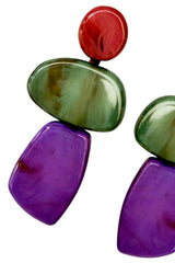 Earrings geometric, Red, Green & Violet