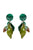 Earrings pendant glitter leaves | Green