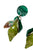 Earrings pendant glitter leaves | Green