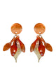 Earrings pendant glitter leaves | Peach