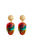 Earrings with multicolor circle pendants