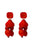 Earrings double Leafs, Square Red