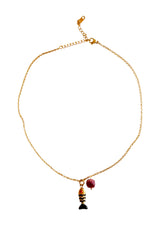 Necklace Fish Black w/ Violet Stone