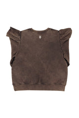 Fitted sweatshirt | Fadded brown w/ "trouble maker" print