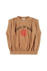 Sleeveless fitted top | Brown w/ "child of God" print