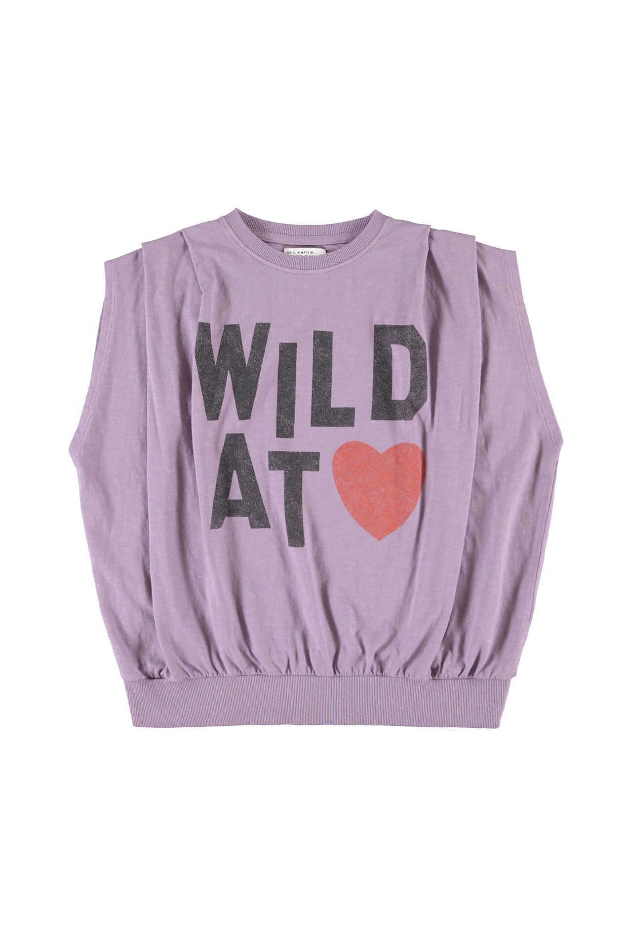 Sleeveless fitted top | Lilac w/ "wild at heart" print