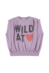 Sleeveless fitted top | Lilac w/ "wild at heart" print