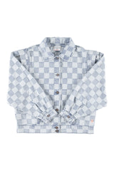 Jacket | Blue checkered denim