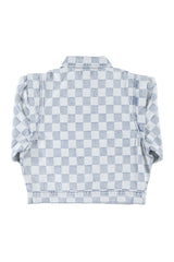Jacket | Blue checkered denim