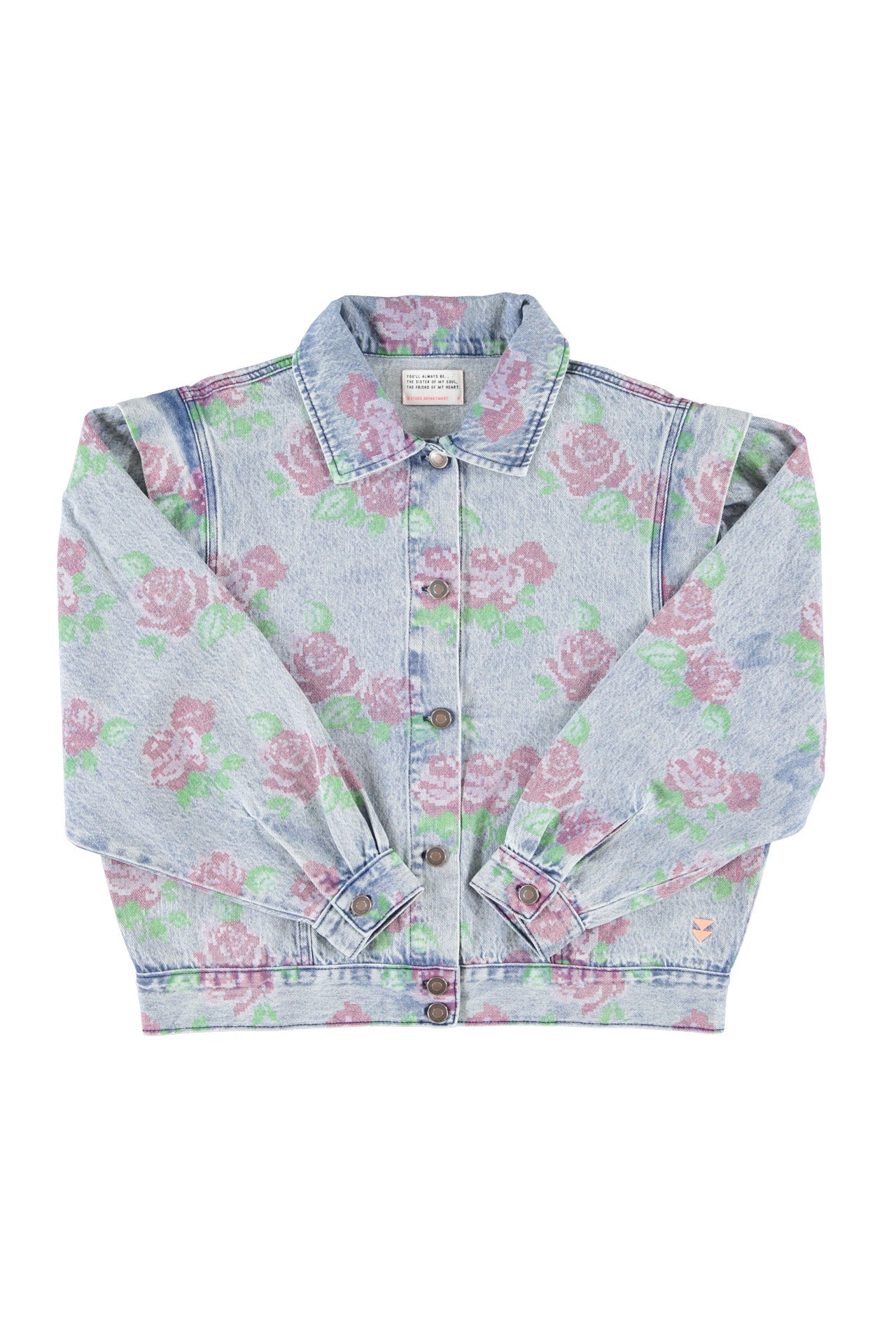 Jacket | Washed blue denim w/  flowers
