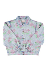 Jacket | Washed blue denim w/  flowers