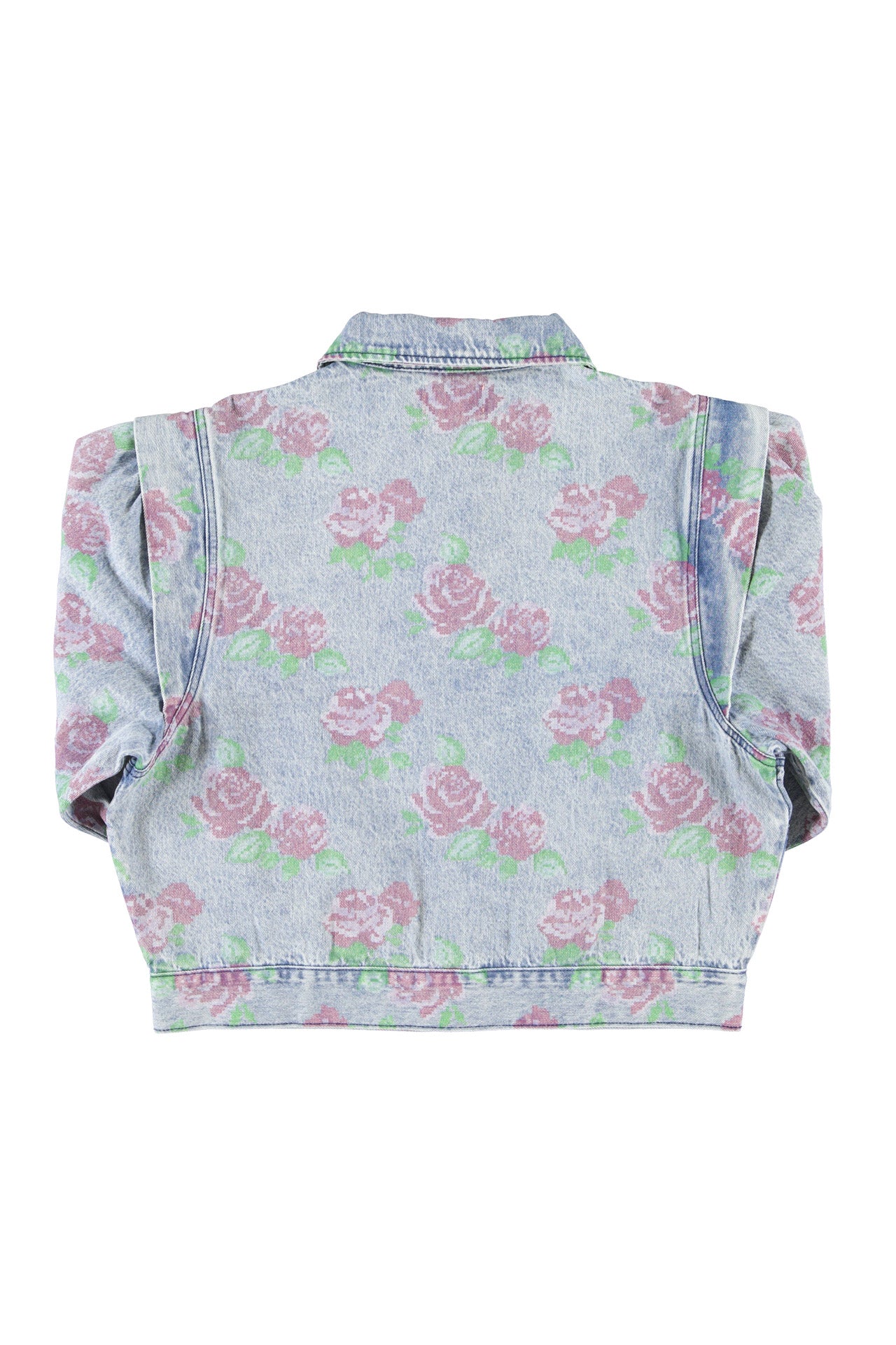 Jacket | Washed blue denim w/  flowers