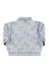 Jacket | Washed blue denim w/  flowers
