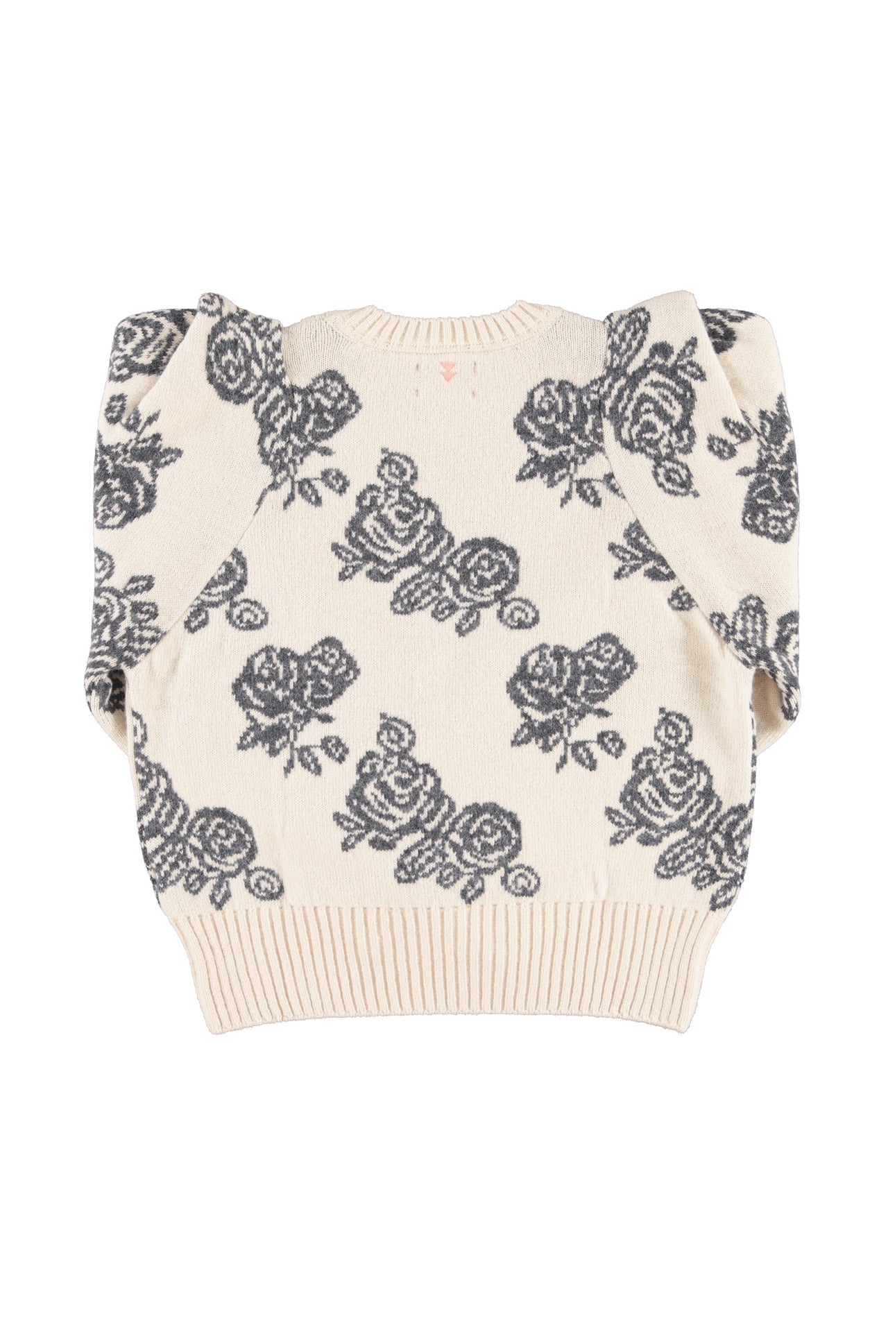Knitted soft sweater | Ecru w/ flowers