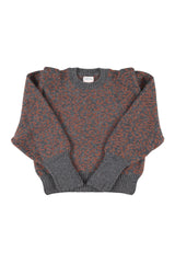 Knitted soft sweater | Dark grey w/ animal print