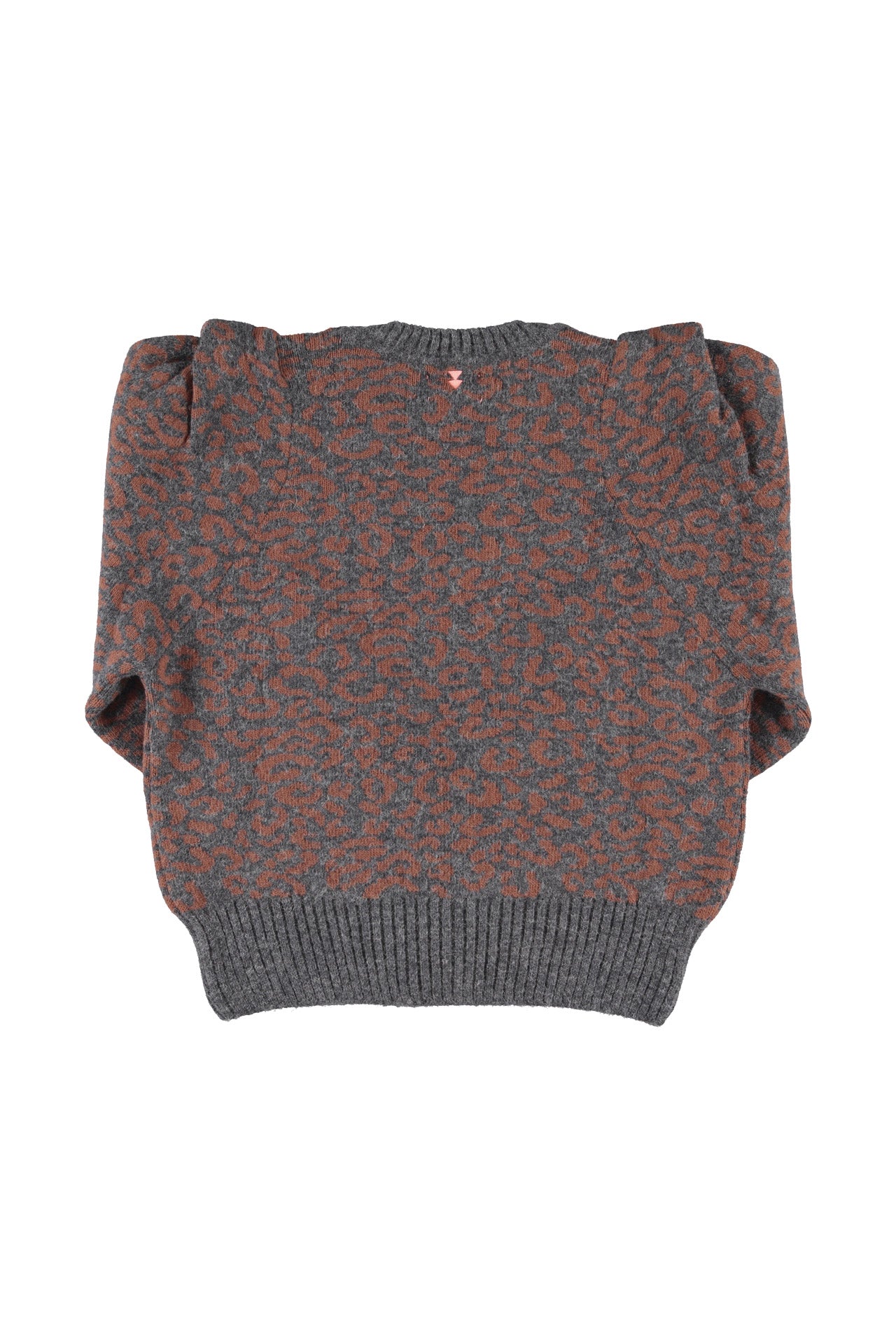 Knitted soft sweater | Dark grey w/ animal print