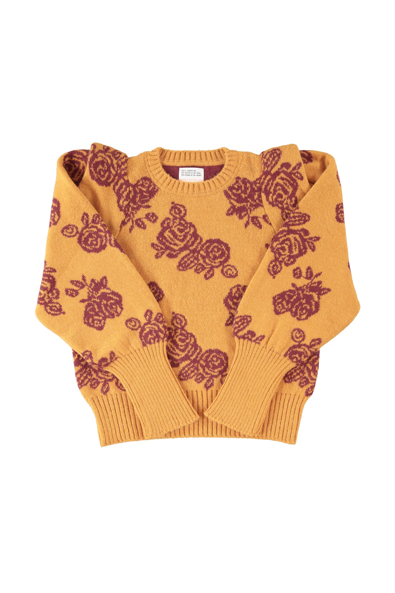 Knitted soft sweater | Orange w/ flowers