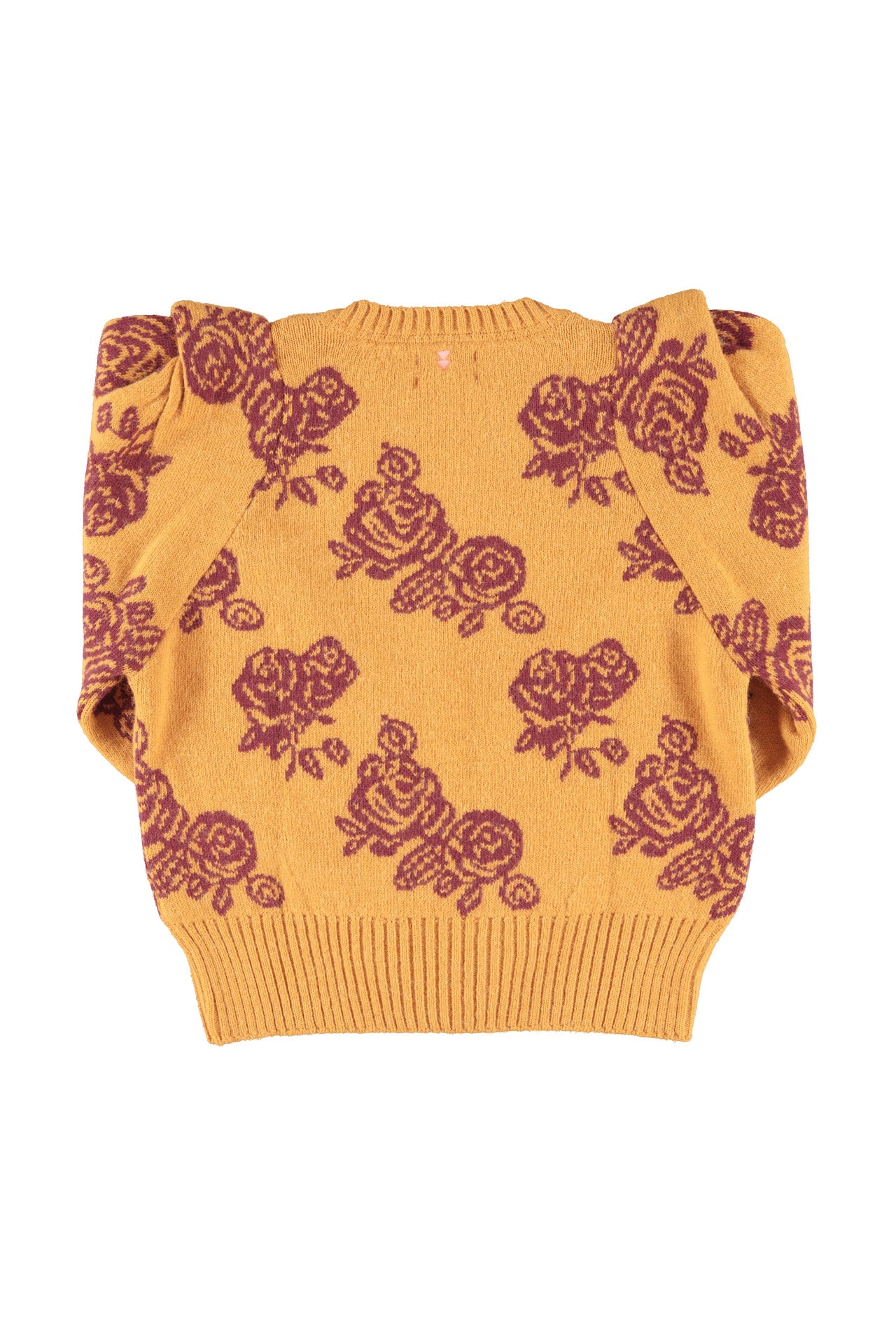 Knitted soft sweater | Orange w/ flowers