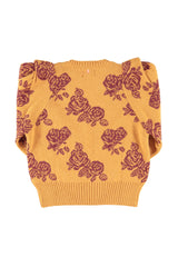 Knitted soft sweater | Orange w/ flowers