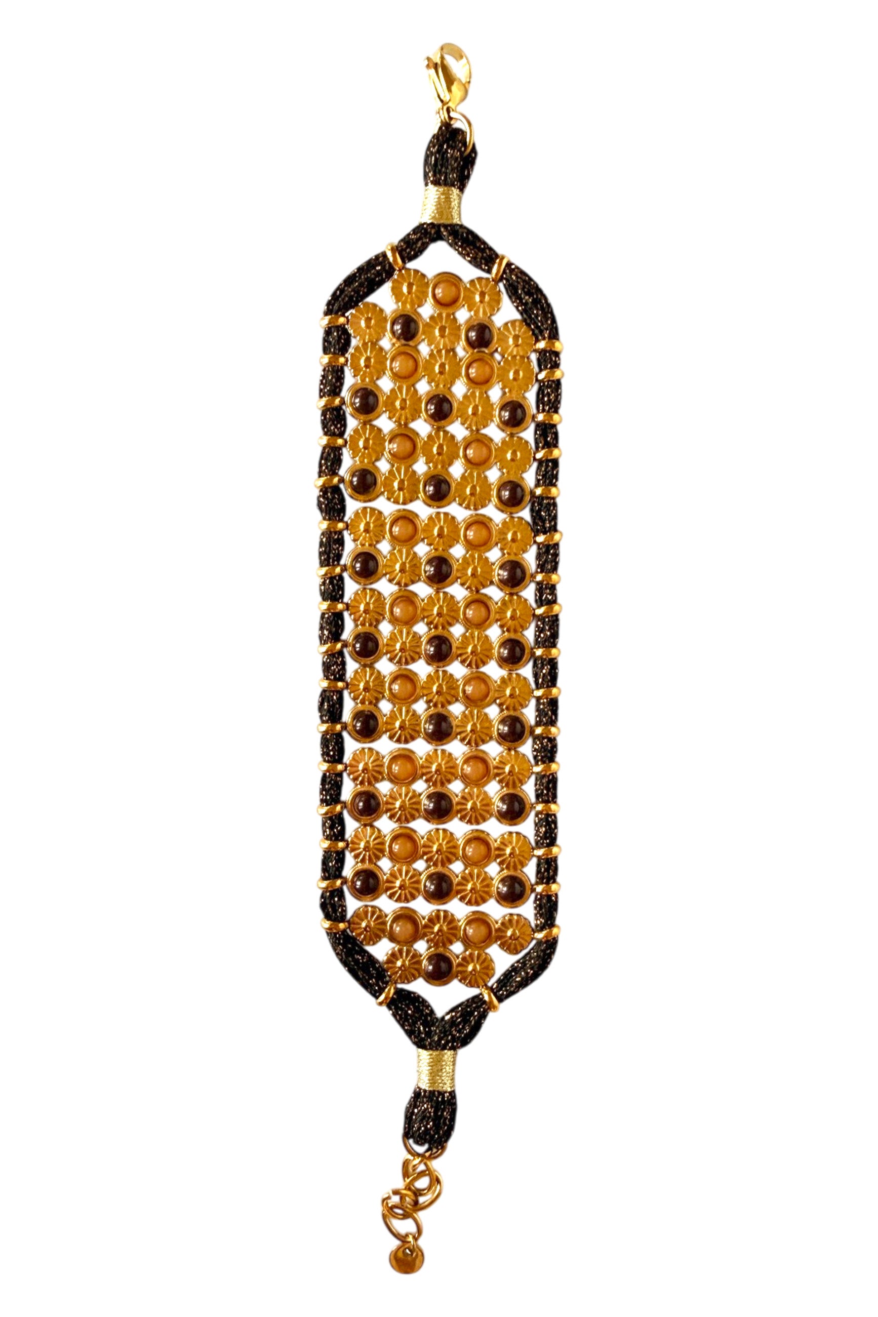 Gold-Tone Cuff Bracelet with Golden & Brown
