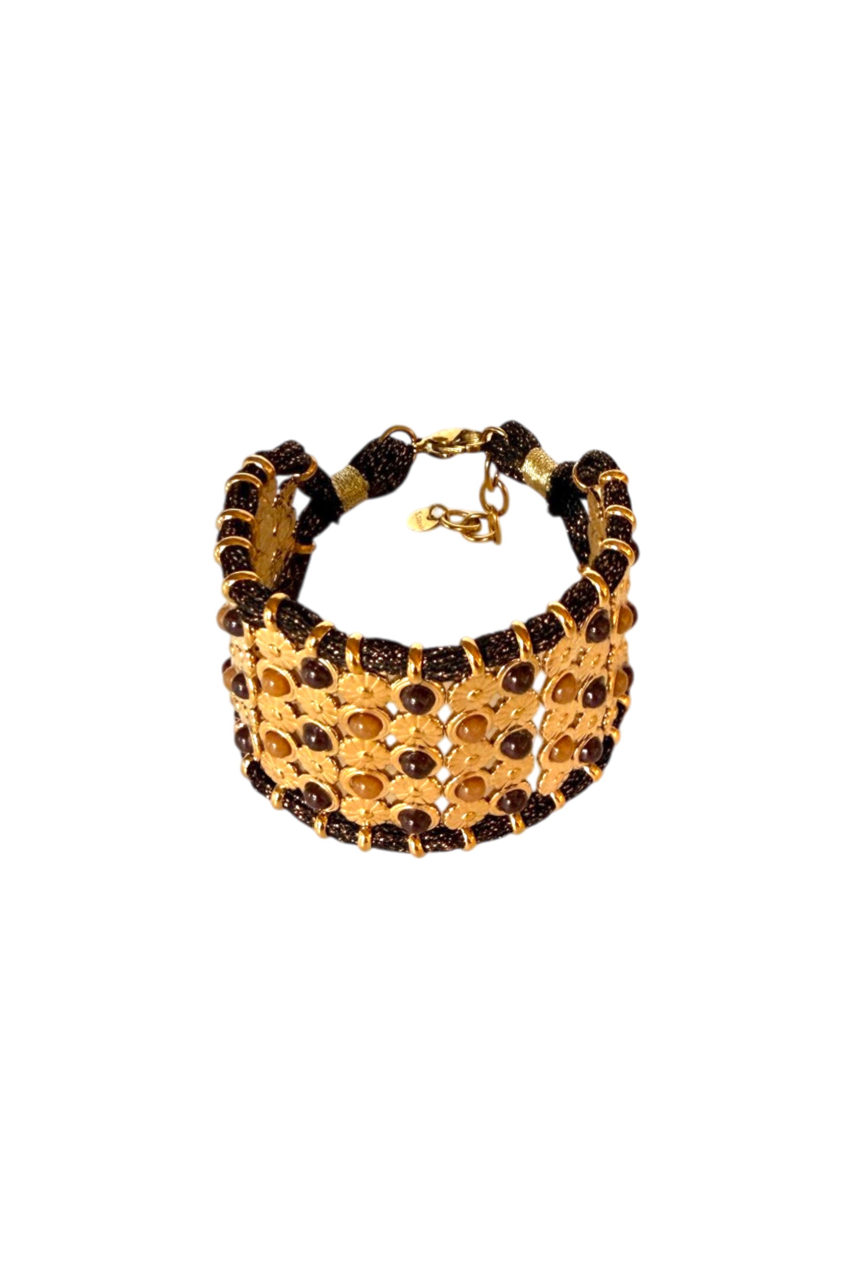Gold-Tone Cuff Bracelet with Golden & Brown