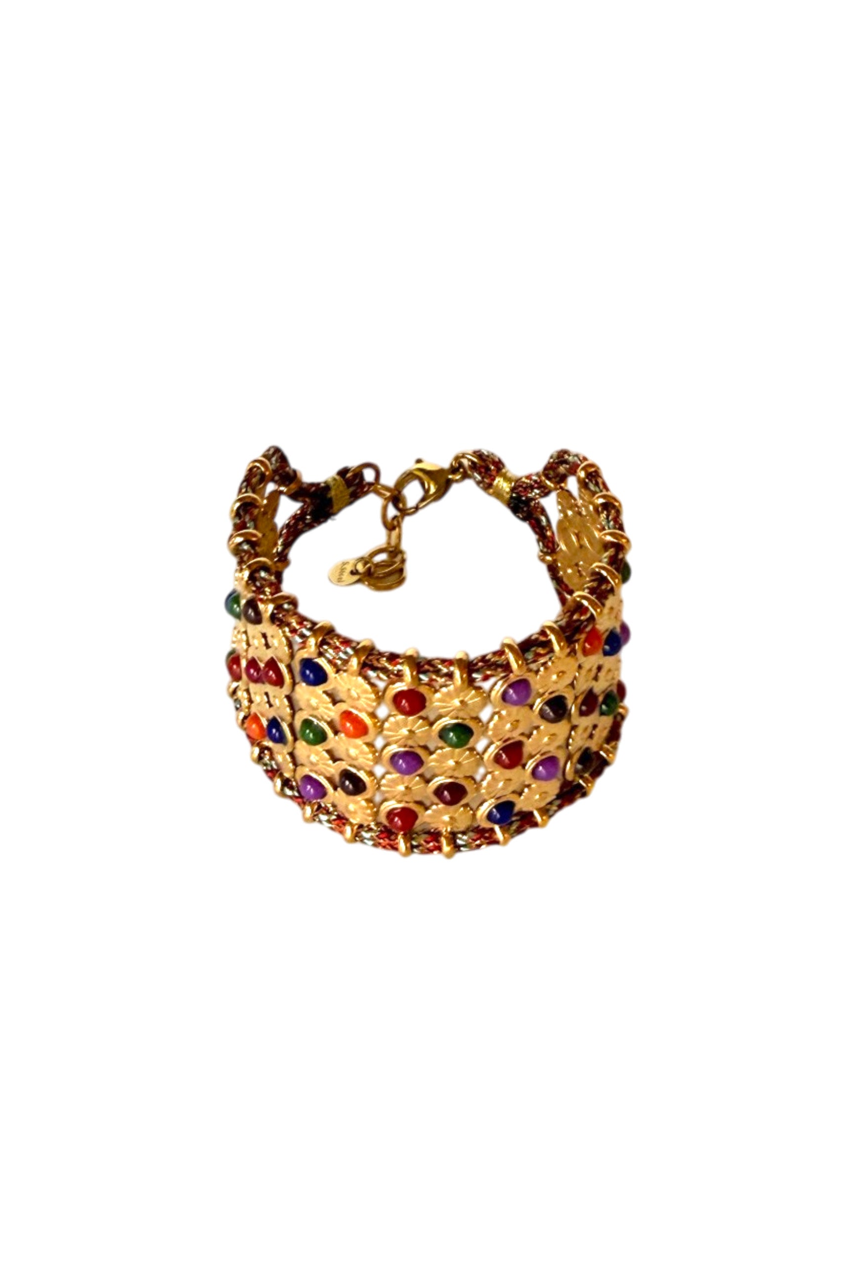 Gold-Tone Cuff Bracelet with Golden & Multicolor