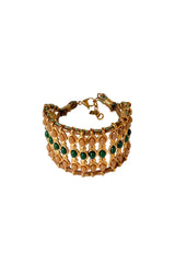 Gold-Tone Cuff Bracelet with Brown & Green